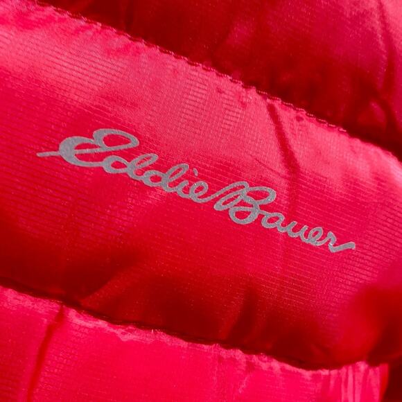 Eddie Bauer Girl's Jacket Ombre Red Puffer Duck Down Size Medium NWT - Picture 4 of 5